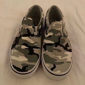 Vans Camo Slip-On Sneakers - Black, Gray, White